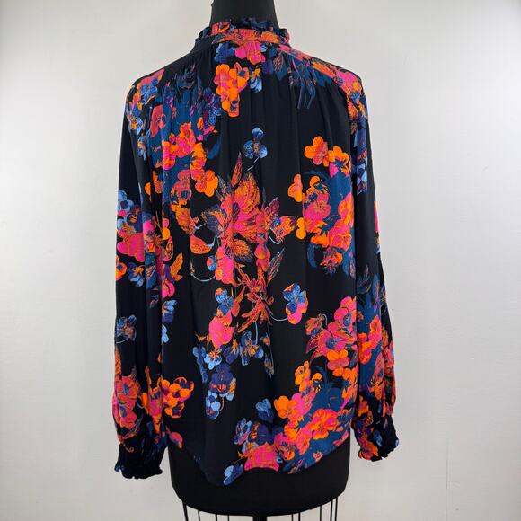 Anthropologie MAEVE Colette Peasant Blouse Floral Ruffle Split Neck XS X-Small - Picture 4 of 7